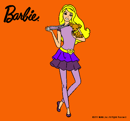 Dibujo Barbie y su mascota pintado por lili3421