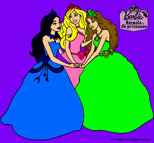 Dibujo Barbie y sus amigas princesas pintado por ianna