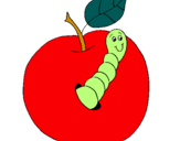 Dibujo Manzana con gusano pintado por alexuil