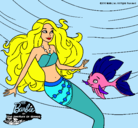 Dibujo Barbie sirena con su amiga pez pintado por qazwsxedctyn