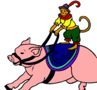 Dibujo Mono y cerdo pintado por yyyaaa