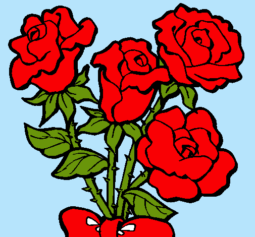 Dibujo Ramo de rosas pintado por agufurfaro