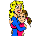Dibujo Madre e hija abrazadas pintado por mamita