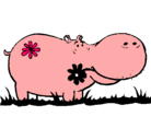 Dibujo Hipopótamo con flores pintado por 2110