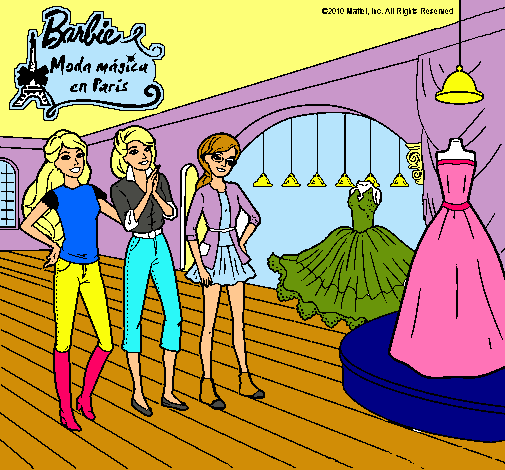 Barbie mirando vestidos