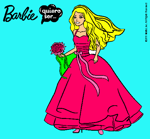 Dibujo Barbie vestida de novia pintado por isa23