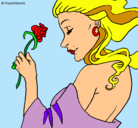 Dibujo Princesa con una rosa pintado por camix