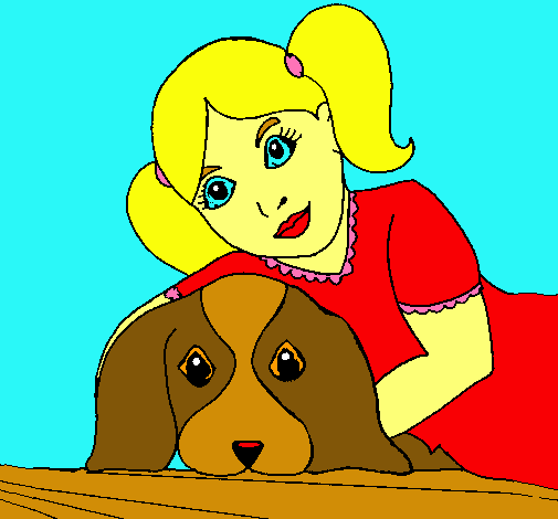 Dibujo Niña abrazando a su perro pintado por alvaroso