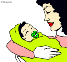 Dibujo Madre con su bebe II pintado por gina_perez