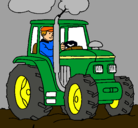 Dibujo Tractor en funcionamiento pintado por esequiel