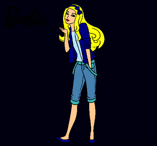 Dibujo Barbie con look casual pintado por Amyluz