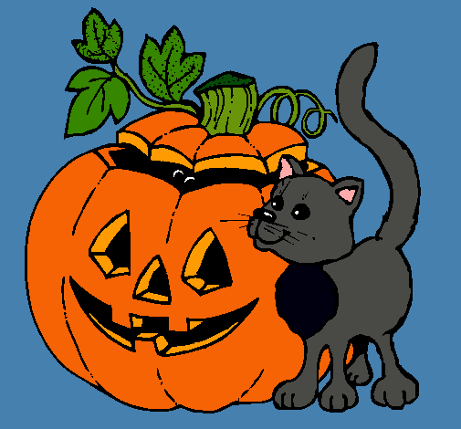 Calabaza y gato