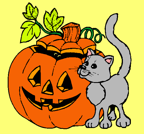 Calabaza y gato