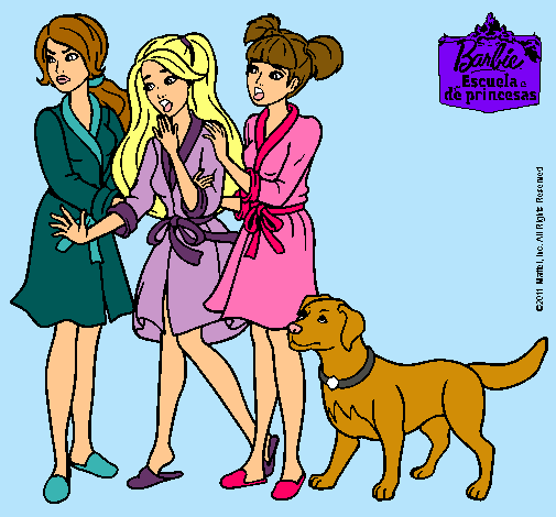 Dibujo Barbie y sus amigas en bata pintado por StarClaudia