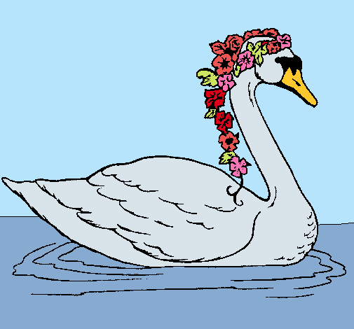 Cisne con flores