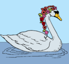 Dibujo Cisne con flores pintado por tototo