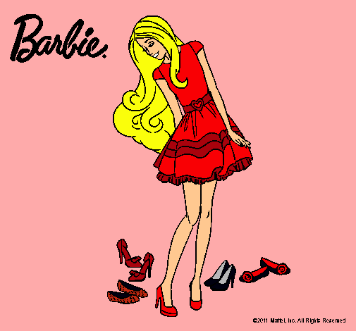 Dibujo Barbie y su colección de zapatos pintado por Amyluz