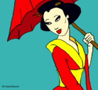 Dibujo Geisha con paraguas pintado por sar134