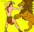 Dibujo Gladiador contra león pintado por Stuk