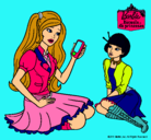 Dibujo Barbie con el teléfono móvil pintado por FAMI