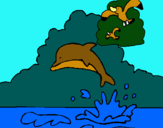 Dibujo Delfín y gaviota pintado por felipe1500
