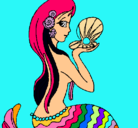 Dibujo Sirena y perla pintado por daviana