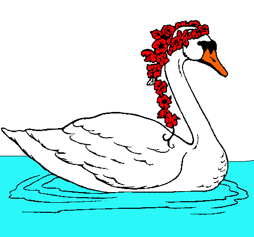 Cisne con flores