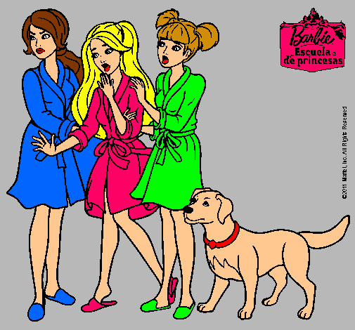 Dibujo Barbie y sus amigas en bata pintado por Ultralili2