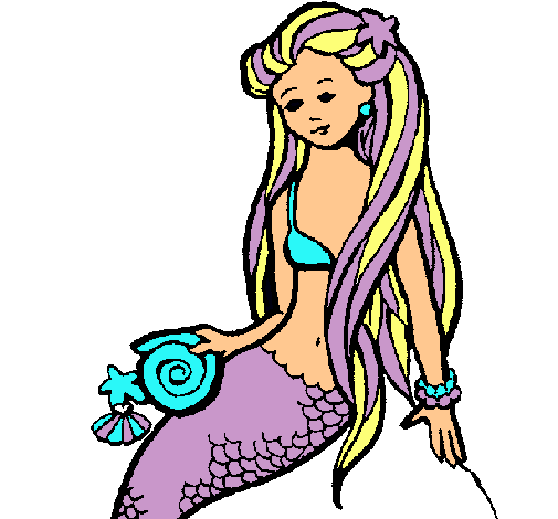 Dibujo Sirena con caracola pintado por silna