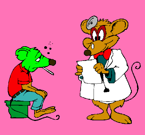 Doctor y paciente ratón