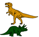Dibujo Triceratops y tiranosaurios rex pintado por COQUITO