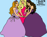 Dibujo Barbie y sus amigas princesas pintado por Lilith