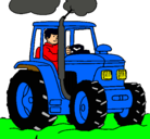 Dibujo Tractor en funcionamiento pintado por armandito