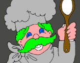 Dibujo Chef con bigote pintado por lito