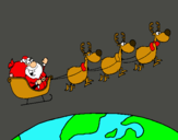 Dibujo Papa Noel repartiendo regalos 3 pintado por greismar