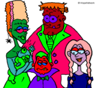Dibujo Familia de monstruos pintado por lito