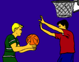 Dibujo Jugador defendiendo pintado por basketbal