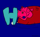 Dibujo Hipopótamo pintado por joroarara
