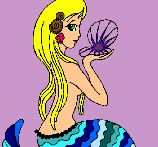 Dibujo Sirena y perla pintado por -linda-guillu