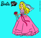 Dibujo Barbie vestida de novia pintado por MINEYA