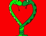 Dibujo Serpientes enamoradas pintado por enamorados