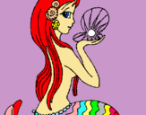 Dibujo Sirena y perla pintado por chinti