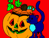 Dibujo Calabaza y gato pintado por hfivaldxzsdk