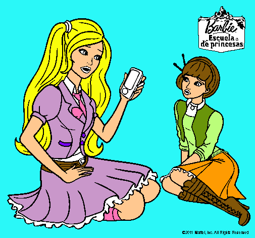 Dibujo Barbie con el teléfono móvil pintado por MINEYA