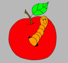 Dibujo Manzana con gusano pintado por 290193