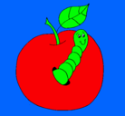 Dibujo Manzana con gusano pintado por merari3
