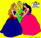 Dibujo Barbie y sus amigas princesas pintado por marieli