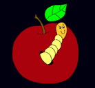 Dibujo Manzana con gusano pintado por canoabo