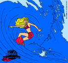 Dibujo Barbie practicando surf pintado por orangel