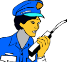 Dibujo Policía con el walkie pintado por wwerd